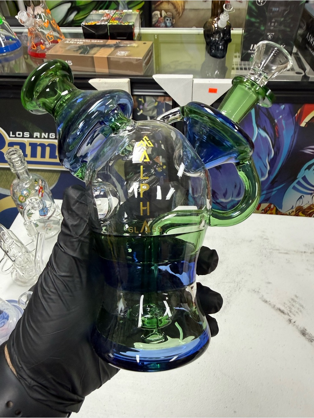 Alpha Glass Multi-Color Green & Blue - Picture 2 of 3
